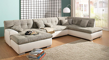 Sofa aus Leder und Stoff Sofa aus Leder und Stoff